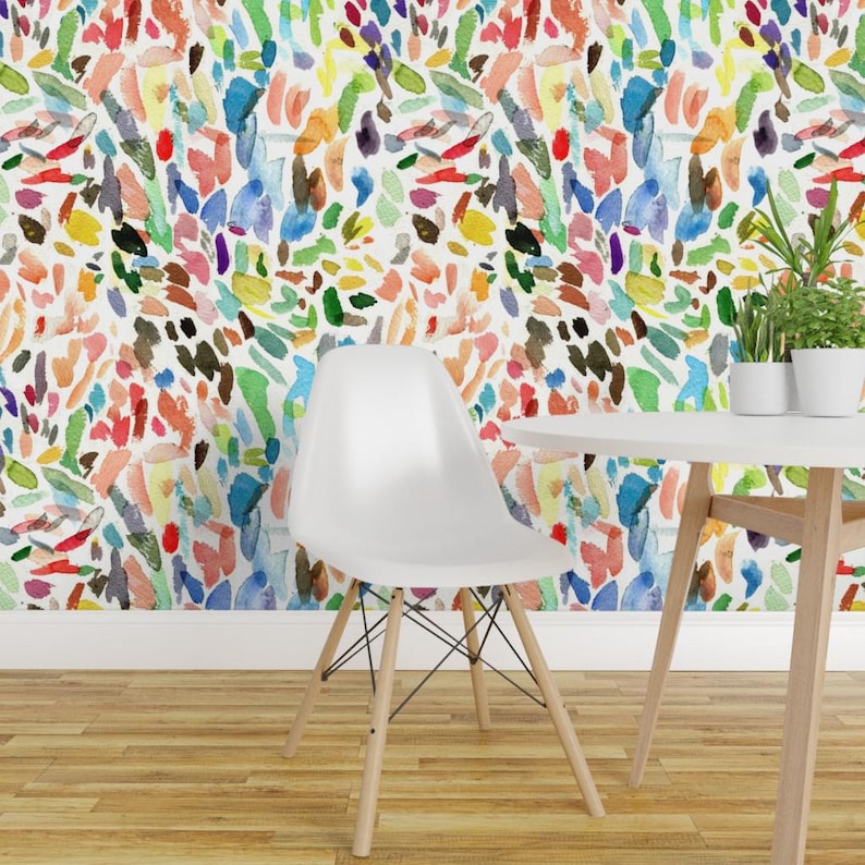 Watercolor Stokes Wallpaper - Test Strokes Large By Elizabeth Baddeley- Custom Printed Removable Self Adhesive Wallpaper Roll by Spoonflower image 1