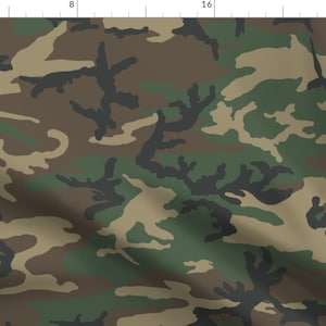 May include: A camouflage pattern with shades of green, brown, and black. The pattern is made up of irregular shapes and lines, creating a realistic camouflage effect.
