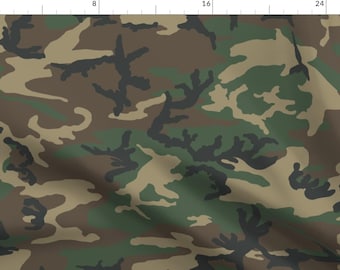 Standard Woodland Camo Fabric - Woodland Camo By Ricraynor - Green Brown and Black Camouflage Cotton Fabric By The Yard With Spoonflower