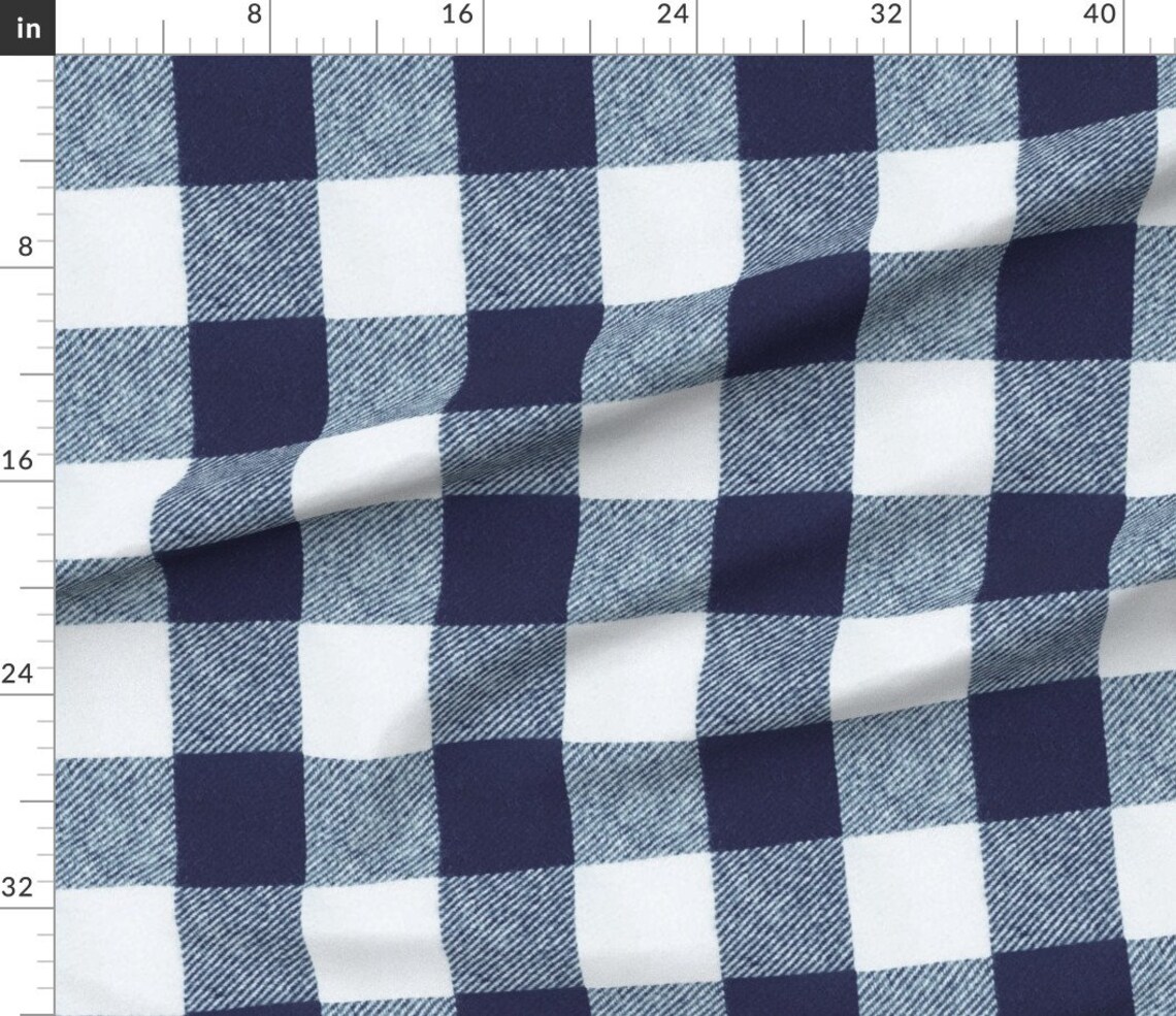 Buffalo Check Fabric Trendy Buffalo Plaid in Navy Blue and | Etsy