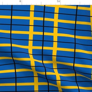 Sweden Flag Fabric - Swedish Flag By Odinist European Union Blue Gold Viking Scandinavian - Cotton Fabric By The Yard With Spoonflower