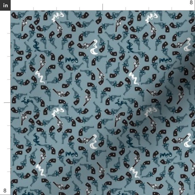 Gun Fabric the Smoking Gun by Mag-o Retro Gun Crime Cotton - Etsy