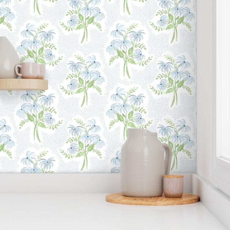Dainty Floral Peel and Stick Wallpaper - Bouquets Grand Millenial Feminine - Removable Wall Decor Art - Pearl's Bouquet by danika_herrick image 7
