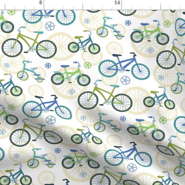 Green And Blue Bicycles Fabric - Bicycles Outdoor Sports By Barbarapixton - Bicycle Ride Cotton Fabric By The Yard With Spoonflower