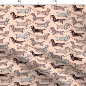Dog Fabric - Origami Dachshunds Sausage Dogs Background By Selmacardoso - Dog Origami Sausage Cotton Fabric By The Yard With Spoonflower image 1