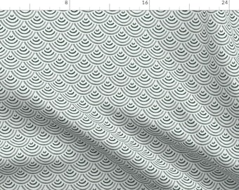 Sage Green Fabric - Green Watercolor By Deniseanne - Waves Arches Scallops Geometric Minimalist Cotton Fabric By The Yard With Spoonflower