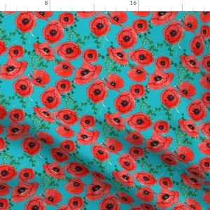 Red Poppies Fabric - Bright Poppies By Washburnart - Watercolor Poppies Cotton Fabric By The Yard With Spoonflower