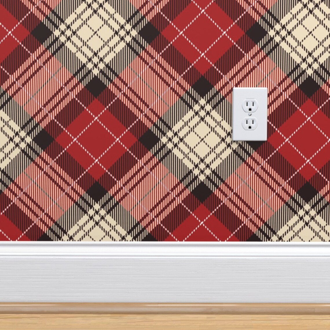 Red Plaid Wallpaper Tartan Red Plaid By Countrylifedesigns Etsy