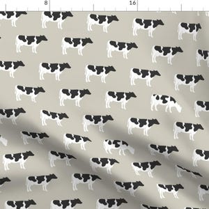 Cow Fabric - Med Scale Cows On Beige Farm Life Patchwork Fabric Browns By Littlearrowdesign - Cotton Fabric By The Yard With Spoonflower