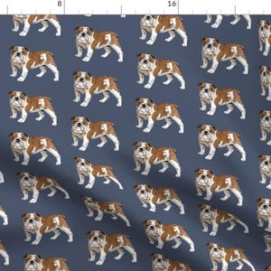 English Bulldog Fabric - English Bulldog By Taraput - English Bulldog Pet Doggy Dog Animal Blue Cotton Fabric By The Yard With Spoonflower