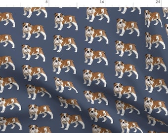 English Bulldog Fabric - English Bulldog By Taraput - English Bulldog Pet Doggy Dog Animal Blue Cotton Fabric By The Yard With Spoonflower