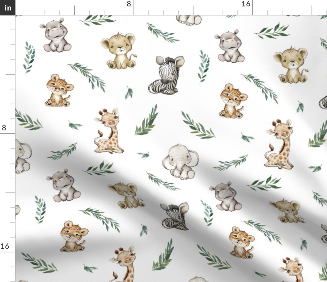Baby Animal Safari Fabric Safari New By Ktscarlett Gender Etsy