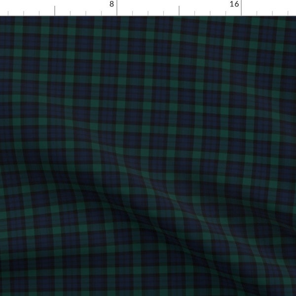 Scottish Plaid Fabric - Blackwatch Tartan by peacoquettedesigns - Blackwatch Check Tartan Small Scale Fabric by the Yard by Spoonflower