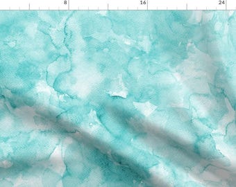 Watercolor Blue Fabric - Watercolor Solid Mint, Mono Colour By Rebecca Reck Art - Watercolor Cotton Fabric By The Yard With Spoonflower