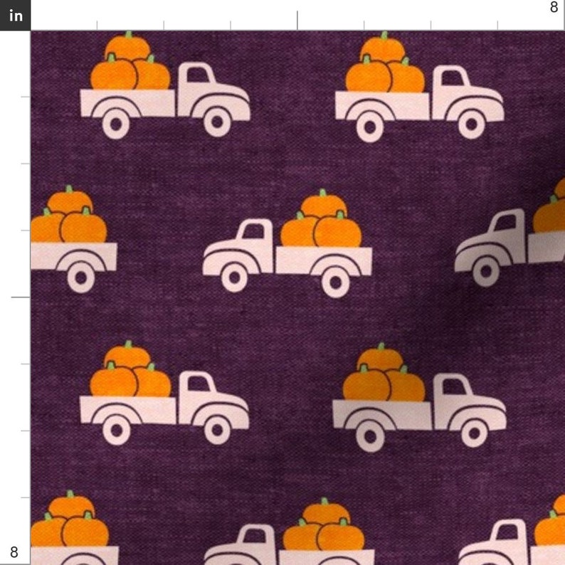 Fall Pumpkin Truck Fabric Fall Trucks Pumpkin Plum Etsy