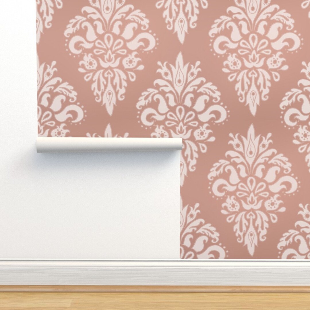 Rose Damask Wallpaper Vintage Damask by Julieerindesigns Etsy