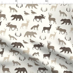 Woodland Fabric - Forest Animals Brown Tan Neutral Collection Fox Deer Bear By Littlearrowdesign -Cotton Fabric By The Yard With Spoonflower