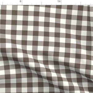Gingham Plaid Fabric - Plaid - Timberland By Littlearrowdesign - Gingham Plaid Brown White Cotton Fabric By The Yard With Spoonflower