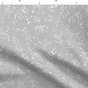 Constellation Fabric - Grey Animals Geometric Origami Nursery Monochrome Print By Andrea Lauren - Cotton fabric by the yard with Spoonflower