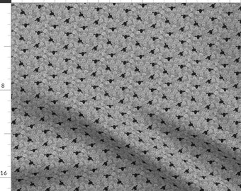 Sheep Fabric - Ditsy Sheep By Allknitlong - Ditsy Sheep Swirls Farm Animal Black Gray White Cotton Fabric By The Yard With Spoonflower