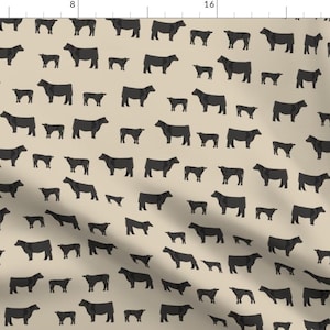 Black Angus Cow Fabric - Black Angus Cattle by petfriendly - Beef Cattle Angus Cow Farmyard Farm Animals  Fabric by the Yard by Spoonflower