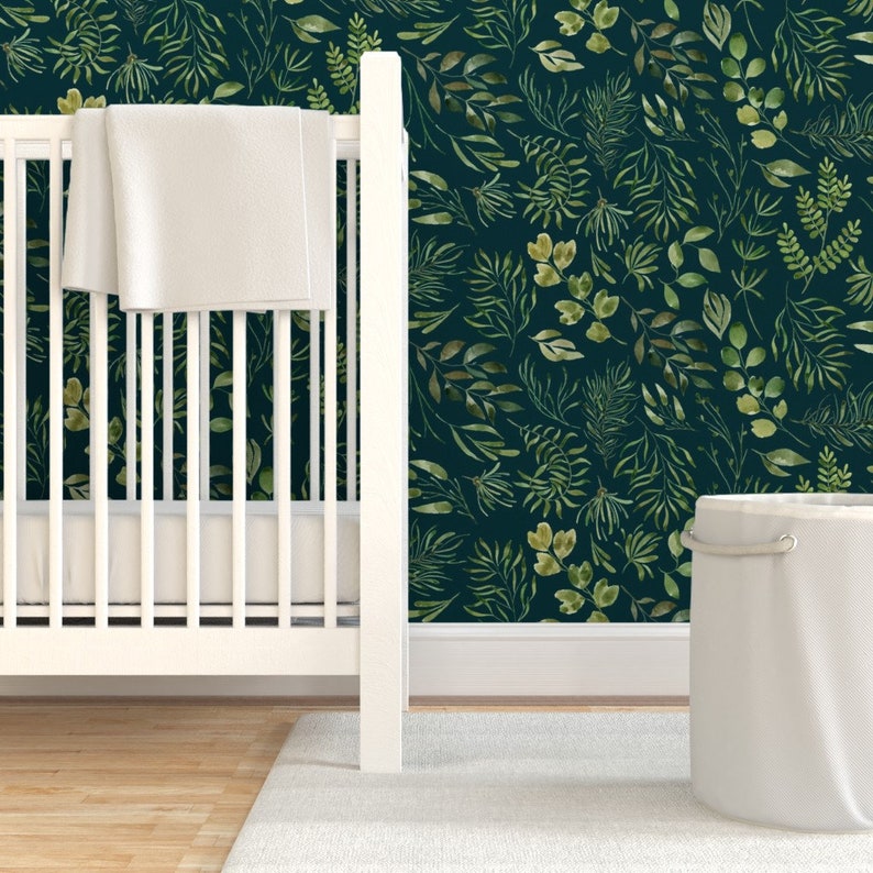 Ferns Wallpaper Jungle Fern Foliage Green Leaves by Erin - Etsy