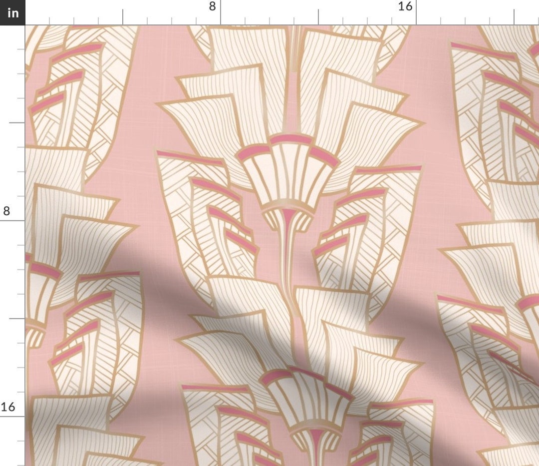 Blush Gold Fabric Art Deco Dream by Patricia_braune Powder Pink Floral