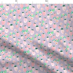 Purple Watercolor Strawberries Fabric - Indy Bloom Design Strawberry Blossom Plumb By Indybloomdesign - Summer Fruit Fabric With Spoonflower