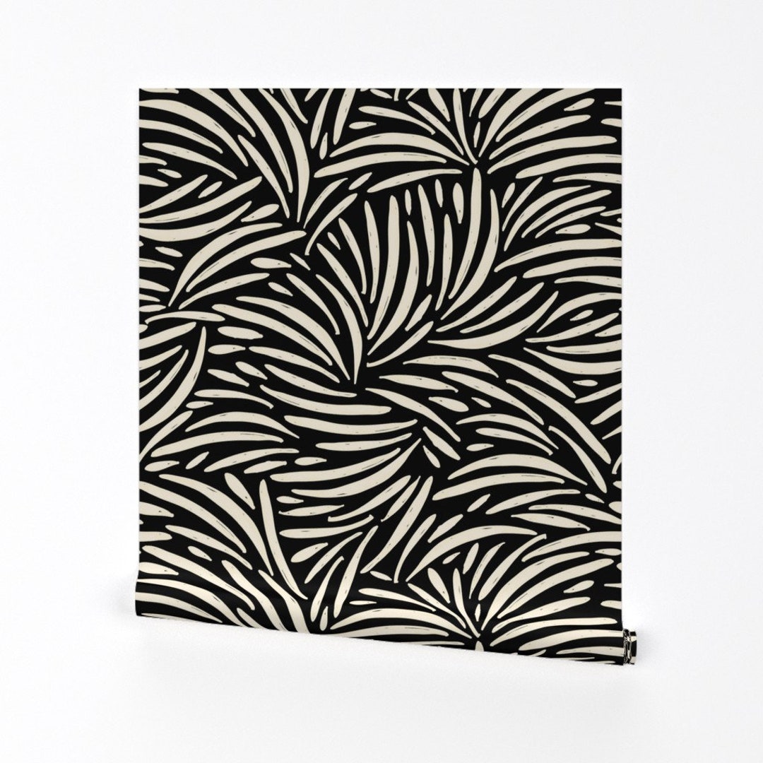 African Inspired Wallpaper Black and Ivory Boho Safari by Evamatise