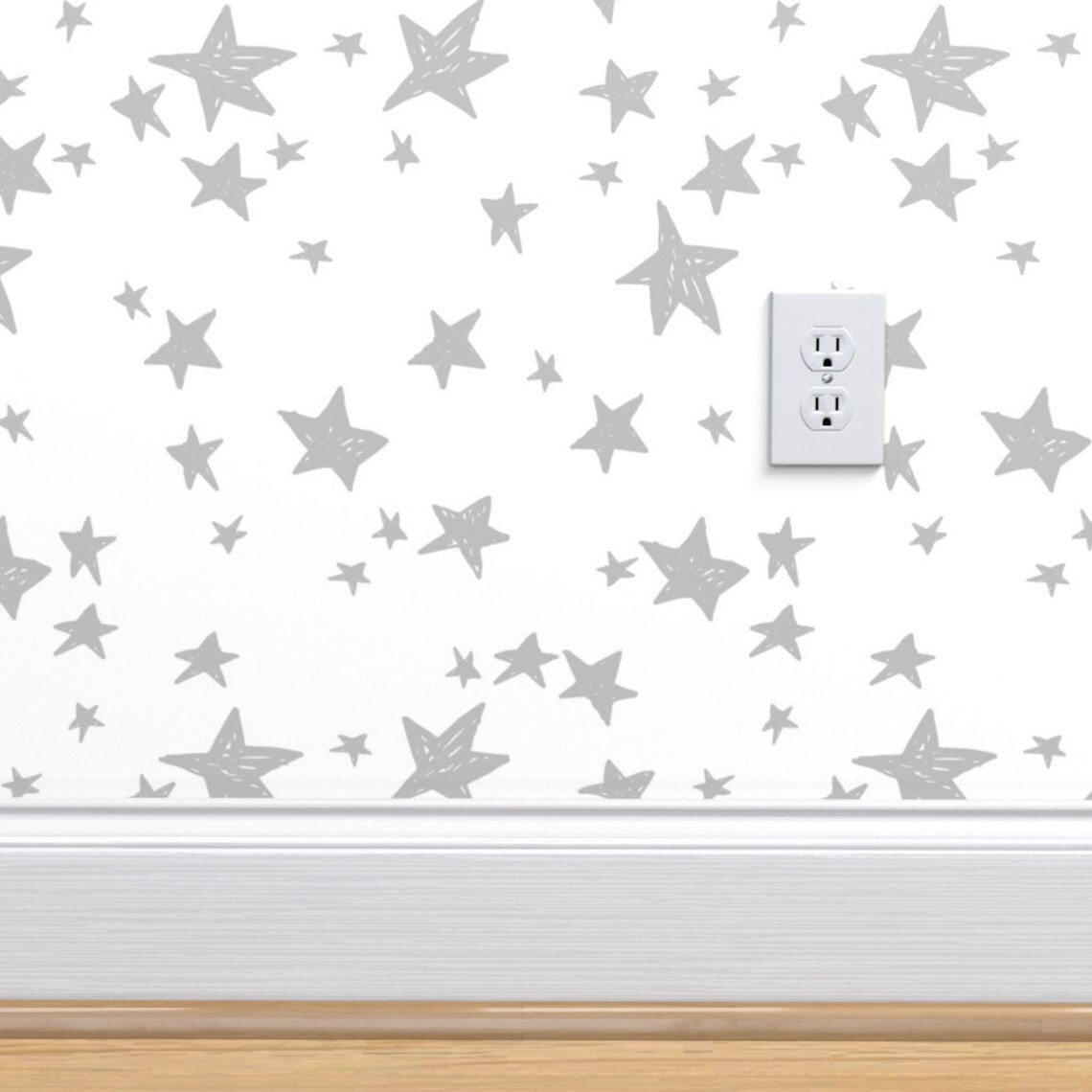 Nursery Wallpaper Stars White and Slate Grey by Andrea Etsy
