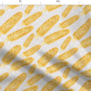 Corn on the Cob Fabric - Elotes By Bettyturbo - Gray and Yellow Summer Vegetable Street Food Cotton Fabric By The Yard With Spoonflower