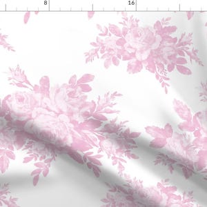 Printed Pink Roses Fabric - Woodland Rose Sorbet By Lilyoake - Roses Pattern With Leaves Cotton Fabric By The Yard With Spoonflower