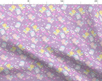 Purple Bear Fabric - Purple Creepy Cute Teddy Bears By Frostedsosweet By Noeldraws - Purple Cotton Fabric By The Yard With Spoonflower