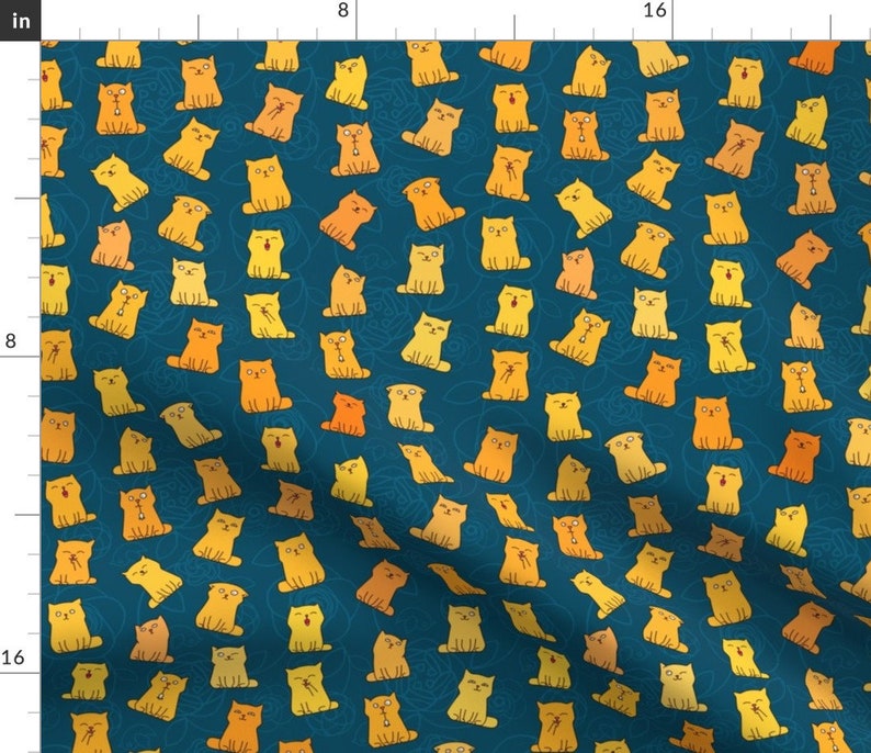 Derpy Ginger Cats Fabric Ginger Cats by Yulia Funny Orange Etsy