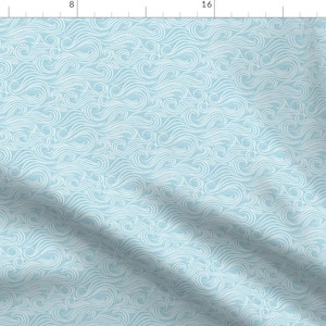 Watercolor Waves Fabric - Sky Blue Waves by rebeccaflaherty - Nautical Coastal Ocean Pastel Light Blue Fabric by the Yard by Spoonflower