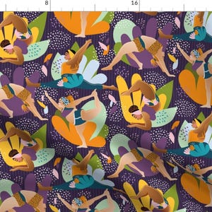 Yoga Fabric - Curvy-Yoga, Summer-Power By Heidi-Abeline - Summer Women Flexible Exercise Zen Cotton Fabric By The Yard With Spoonflower