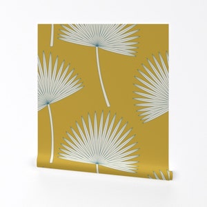 Palm Leaves Wallpaper - Boho Sunshine By Juliaschumacher - Palm Leave Custom Printed Removable Self Adhesive Wallpaper Roll by Spoonflower