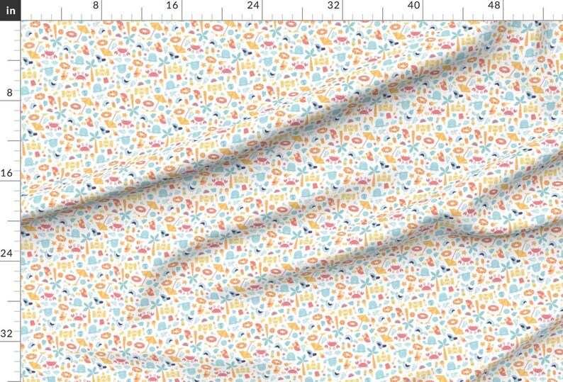 Beach Pattern Summer Fun Vacation Fabric - Beach Life By Innamoreva - Beach Blue Pink Summer Cotton Fabric By The Yard With Spoonflower image 2
