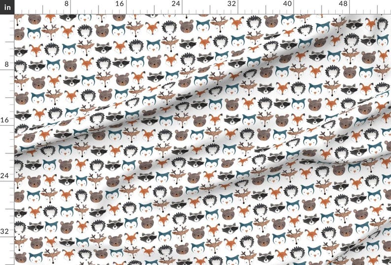 Forest Animal Fabric - Woodland Creatures By Bluebirdcoop - Gender Neutral Nursery Decor Cotton Fabric By The Yard With Spoonflower image 2