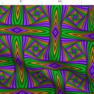 Mardi Gras Fabric - Mardi Gras Weave By P D Frasure - Purple Green Yellow Abstract Psychedelic Cotton Fabric By The Yard With Spoonflower