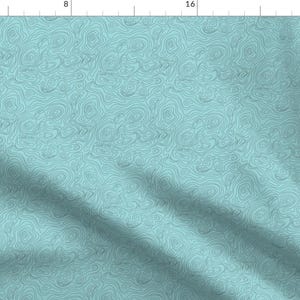 Topography Fabric - Topographic Map In Blue By Mintgreensewingmachine - Blue Abstract Earth Cotton Fabric By The Yard With Spoonflower