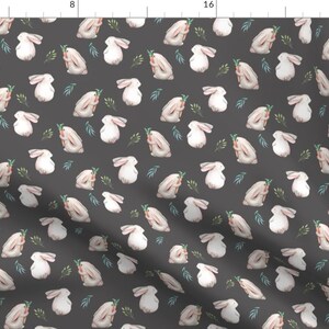 Woodland Bunnies Fabric - Whimsical Bunnies Gray By Hipkiddesigns - Easter Gender Neutral Baby Cotton Fabric By The Yard With Spoonflower image 1
