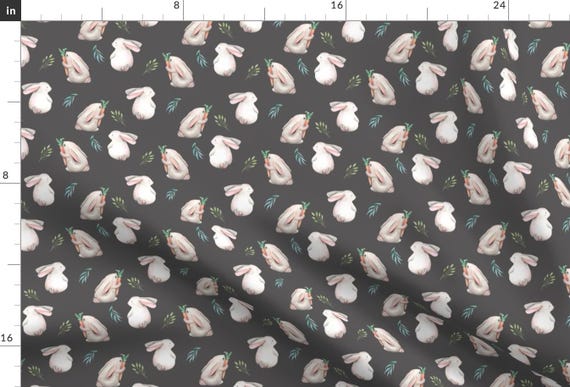 Woodland Bunnies Fabric - Whimsical Bunnies Gray By Hipkiddesigns - Easter Gender Neutral Baby Cotton Fabric By The Yard With Spoonflower