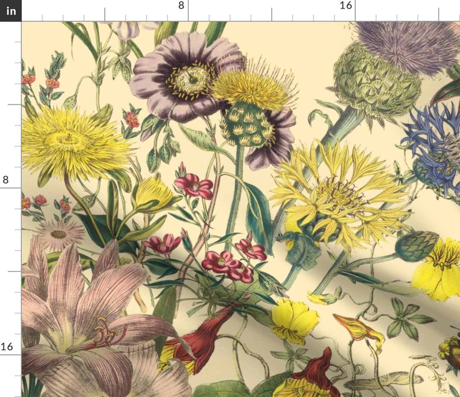 Botanical Wildflowers Fabric Bloomin' Lovely Cream by - Etsy