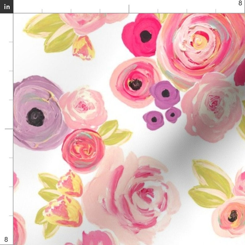 Modern Nursery Decor Floral Fabric Indy Bloom Design Rosie Etsy