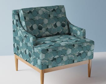 Tkanina obiciowa „Muszle morskie” – przegrzebki w kolorze niebieskim od atelier_danielle – tkanina Ocean Mollusks Beach Coastal, cięta na wymiar z Spoonflower