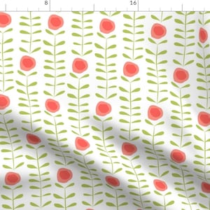 Pink Floral Fern Fabric - Fern Pink By Screamingsquirrelstudio - Mod Scandi Nursery Decor Cotton Fabric By The Yard With Spoonflower