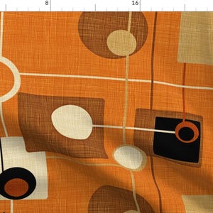 Mid Century Modern Fabric - Orbs And Squares Orange By Chicca Besso - Orange Mid Century Modern Cotton Fabric By The Yard With Spoonflower