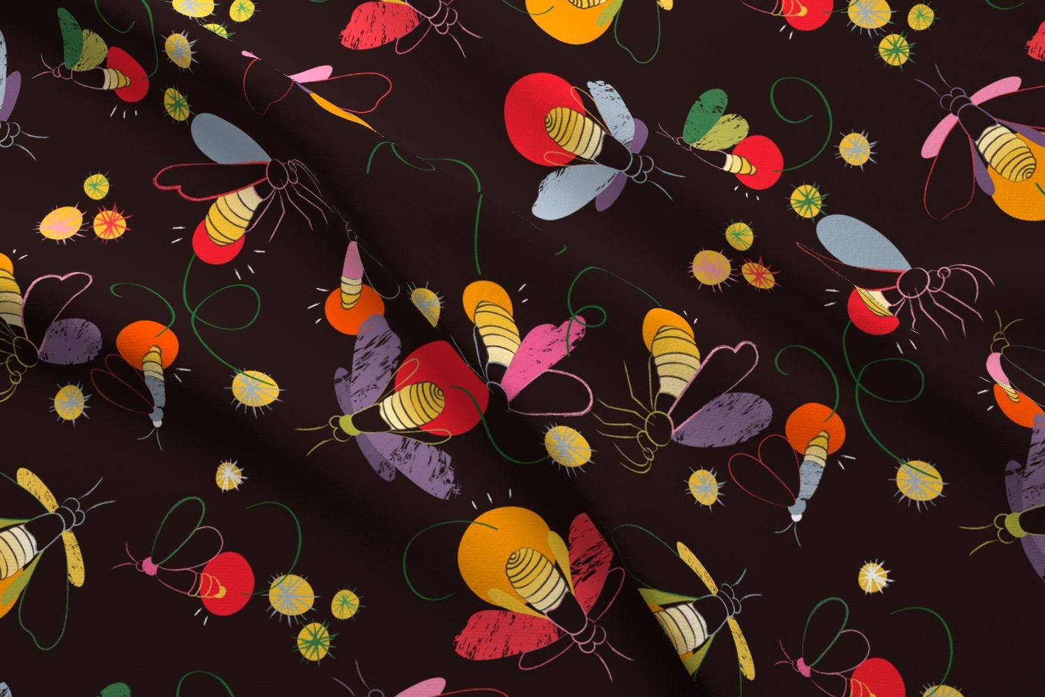 Firefly Fabric Firefly By Pragya K Firefly Lightning Bug | Etsy