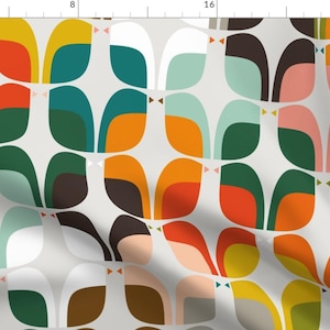 Mid Century Birds Fabric - Geometry Of Love Birds  by katerhees - Whimsical Retro Atomic Era  Fabric by the Yard by Spoonflower